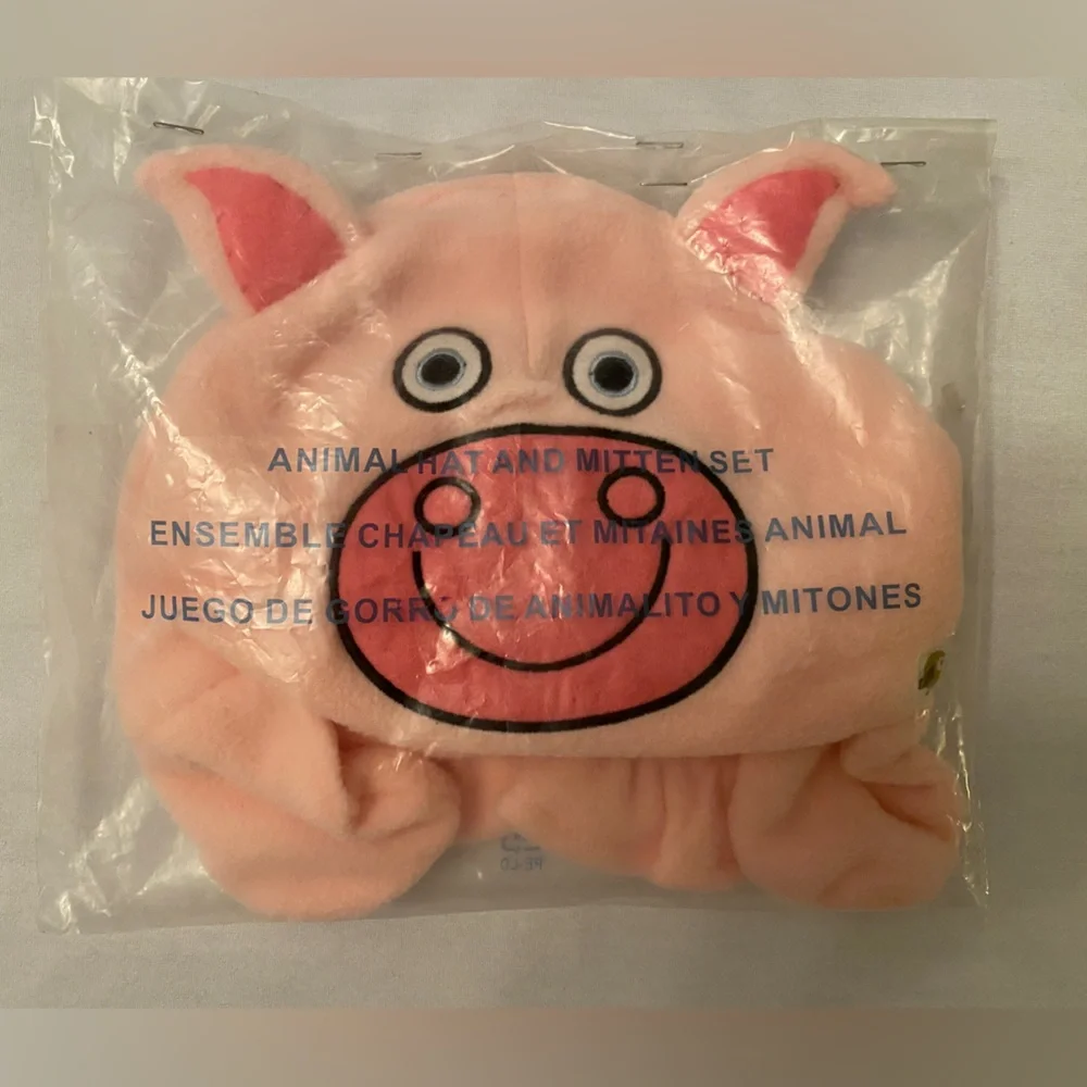✨Pink Piggy Girl’s Hat & Mittens Set‎